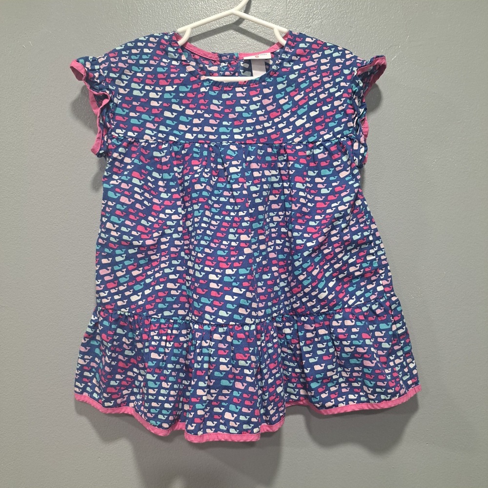 Vineyard Vines Target Toddler Girls Whale Print Tiered Dress 2T Preppy Nautical